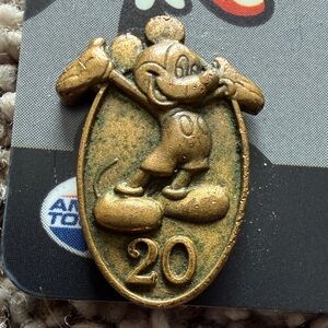 Disney 20 Year Service Award Pin on Mickey and Minnie Luggage Tag